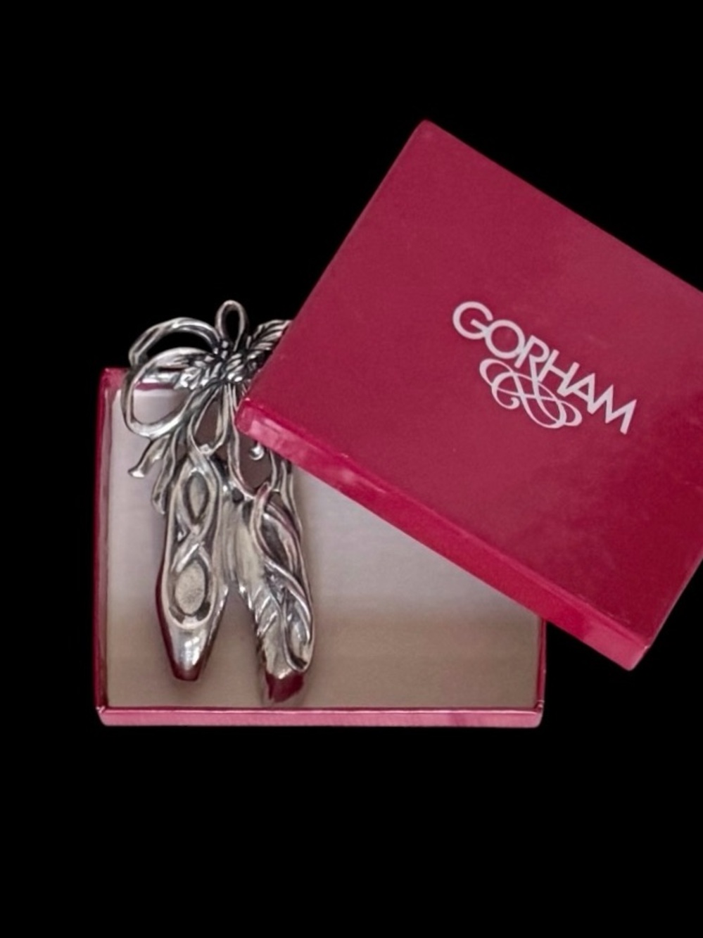 NEW Gorham Silver Plated Ballet Slippers Christmas Ornament 1992